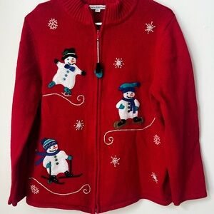 Mercer Street Studio Red Kids Sweater with Snowmen